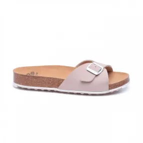 כפכף נשים עם רצועת אבזם עבה שול Scholl SCF26564 SPIKEY SS4,BEIGE/WHITE