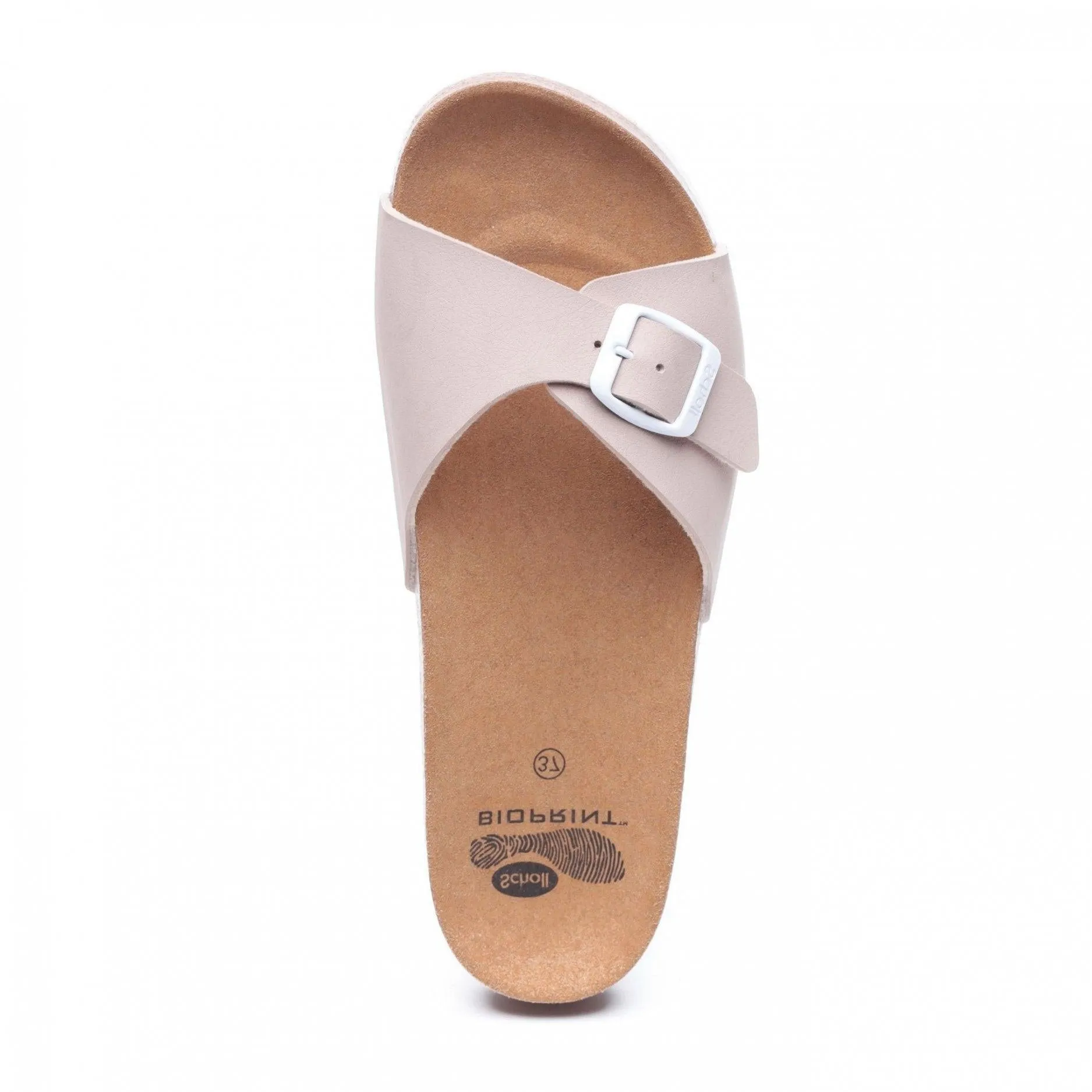 כפכף נשים עם רצועת אבזם עבה שול Scholl SCF26564 SPIKEY SS4,BEIGE/WHITE