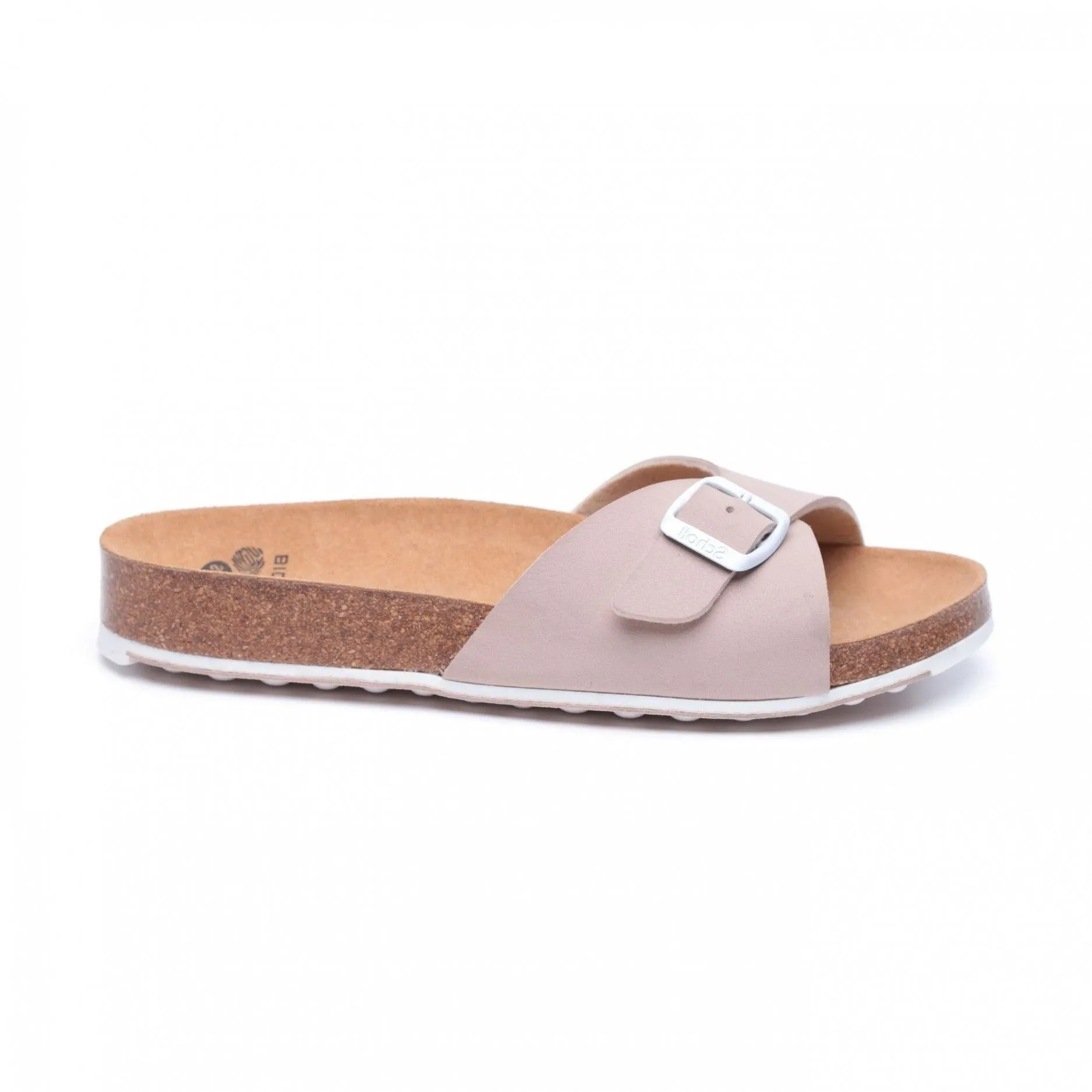 כפכף נשים עם רצועת אבזם עבה שול Scholl SCF26564 SPIKEY SS4,BEIGE/WHITE