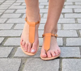 Ancient greek sandals, Tan sandals, T-strap sandals, Greek leather sandals, womens leather sandals, flat sandals AGAPI sandals,