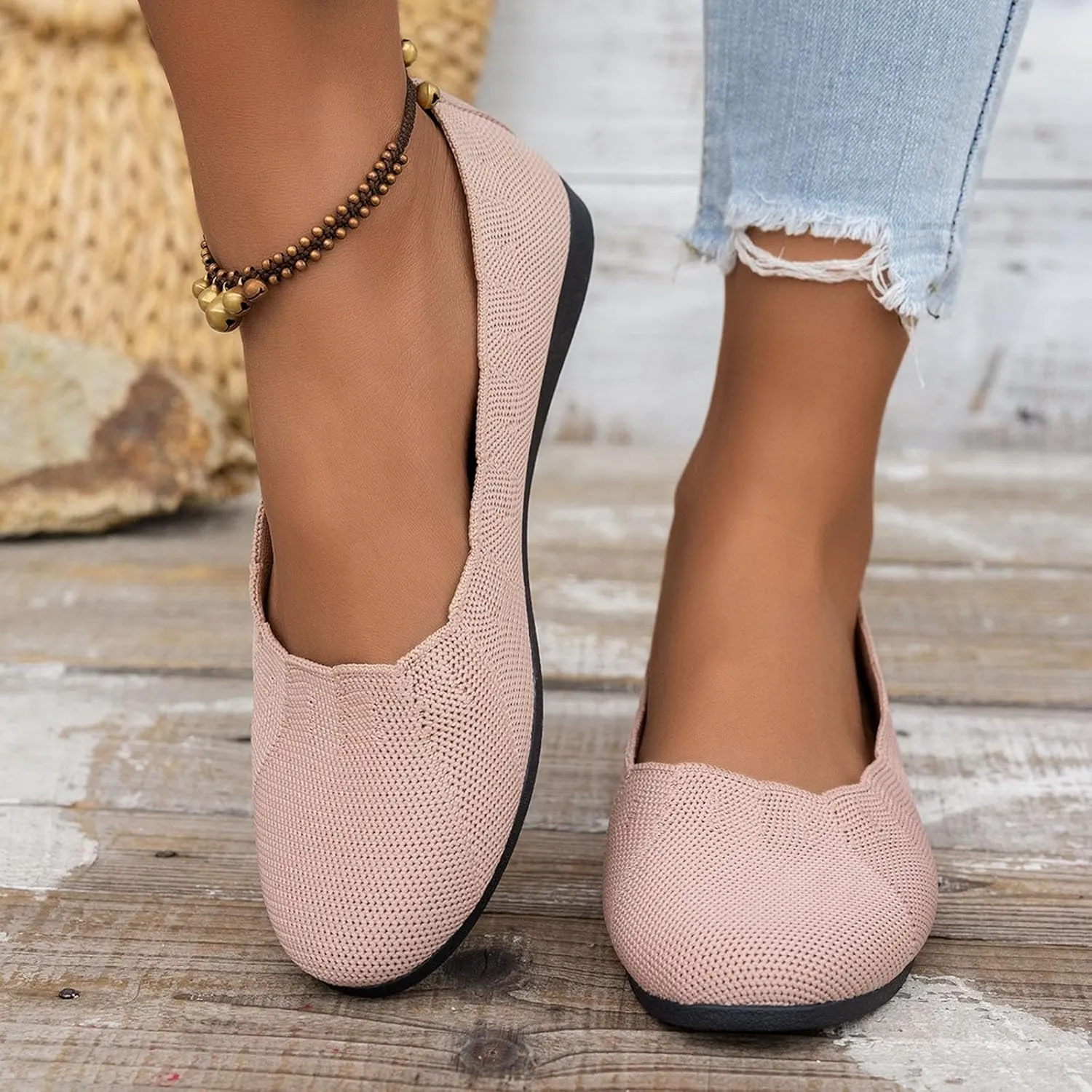 Ballet Flats 2025 Round Toe Flat Shoes for Women, Women Casual Office Non Slip Soft Cushion Walking Flats Shoe