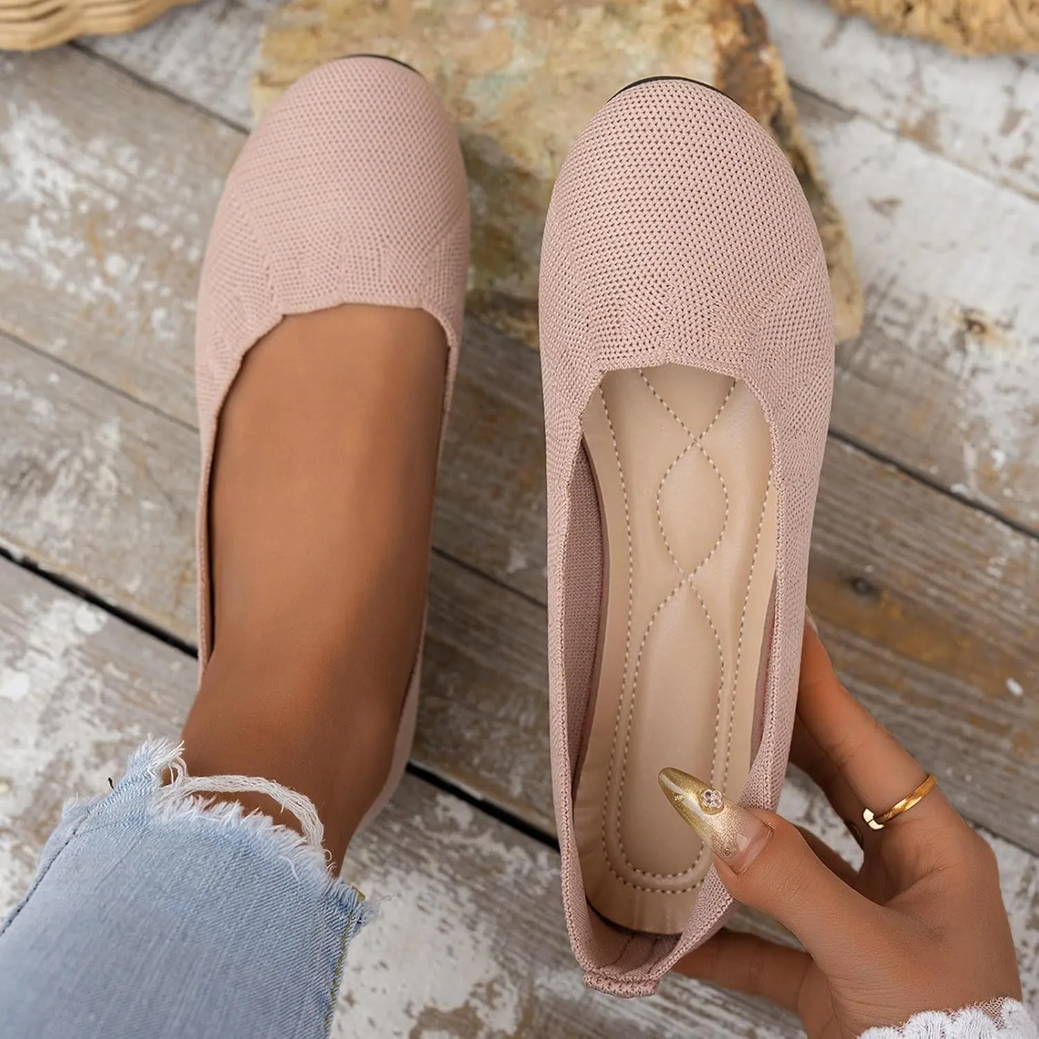 Ballet Flats 2025 Round Toe Flat Shoes for Women, Women Casual Office Non Slip Soft Cushion Walking Flats Shoe