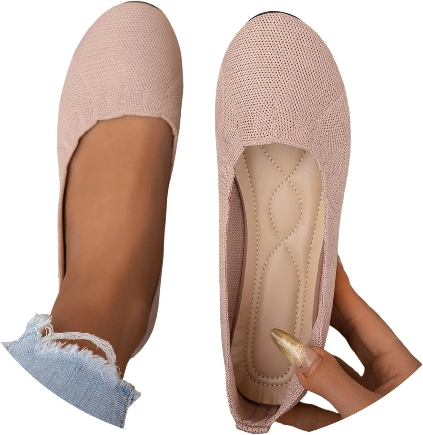 Ballet Flats 2025 Round Toe Flat Shoes for Women, Women Casual Office Non Slip Soft Cushion Walking Flats Shoe