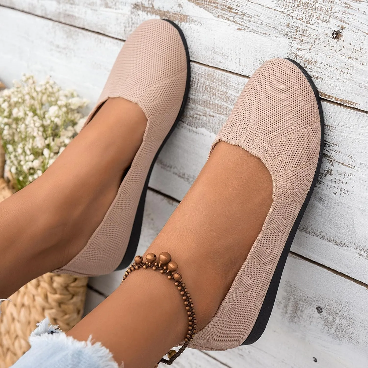 Ballet Flats 2025 Round Toe Flat Shoes for Women, Women Casual Office Non Slip Soft Cushion Walking Flats Shoe