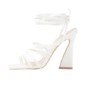 BEBO Harper Lace Up Heel in White