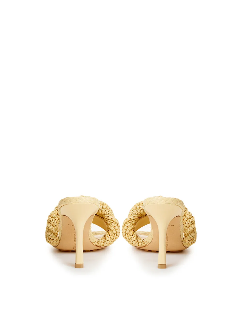 Bottega Veneta Elegant Beige Raffia Heeled Sandal Mules