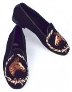 By Paige Hand-Stitched Needlepoint Shoes-Horse Head