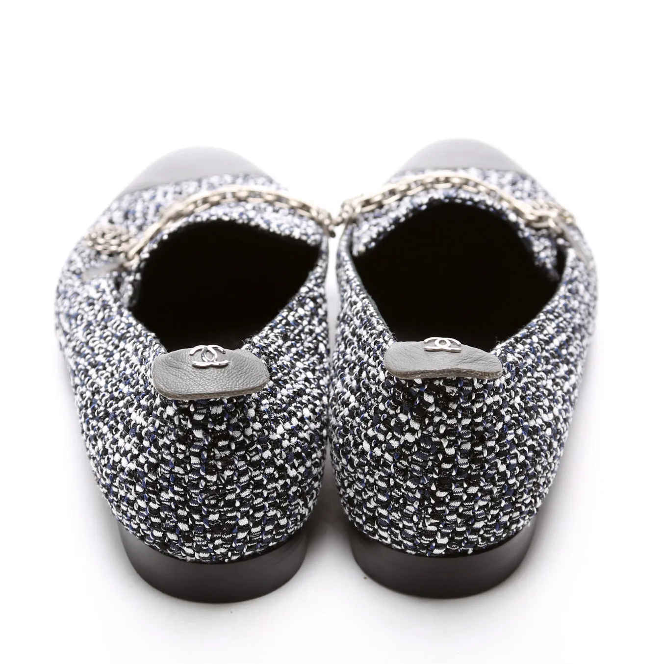 CC Medallion Cap Toe Tweed Loafers Size 41 Grey