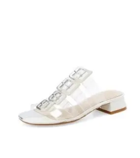 Cecelia New York Lexington Nude Multi Buckle Straps Open Toe Heel Slide Sandals