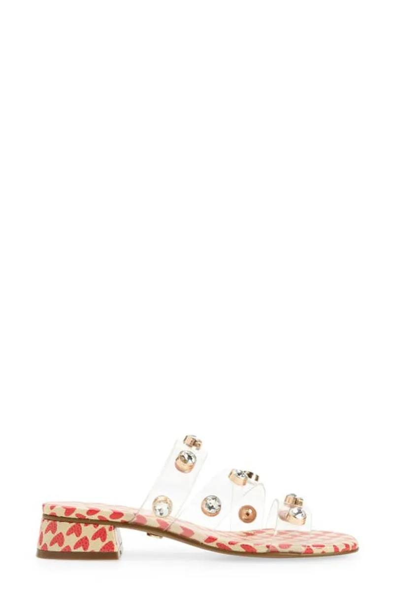 Cecelia New York Sandals Women London Red Heart Slip On Open Toe Slides Sandals