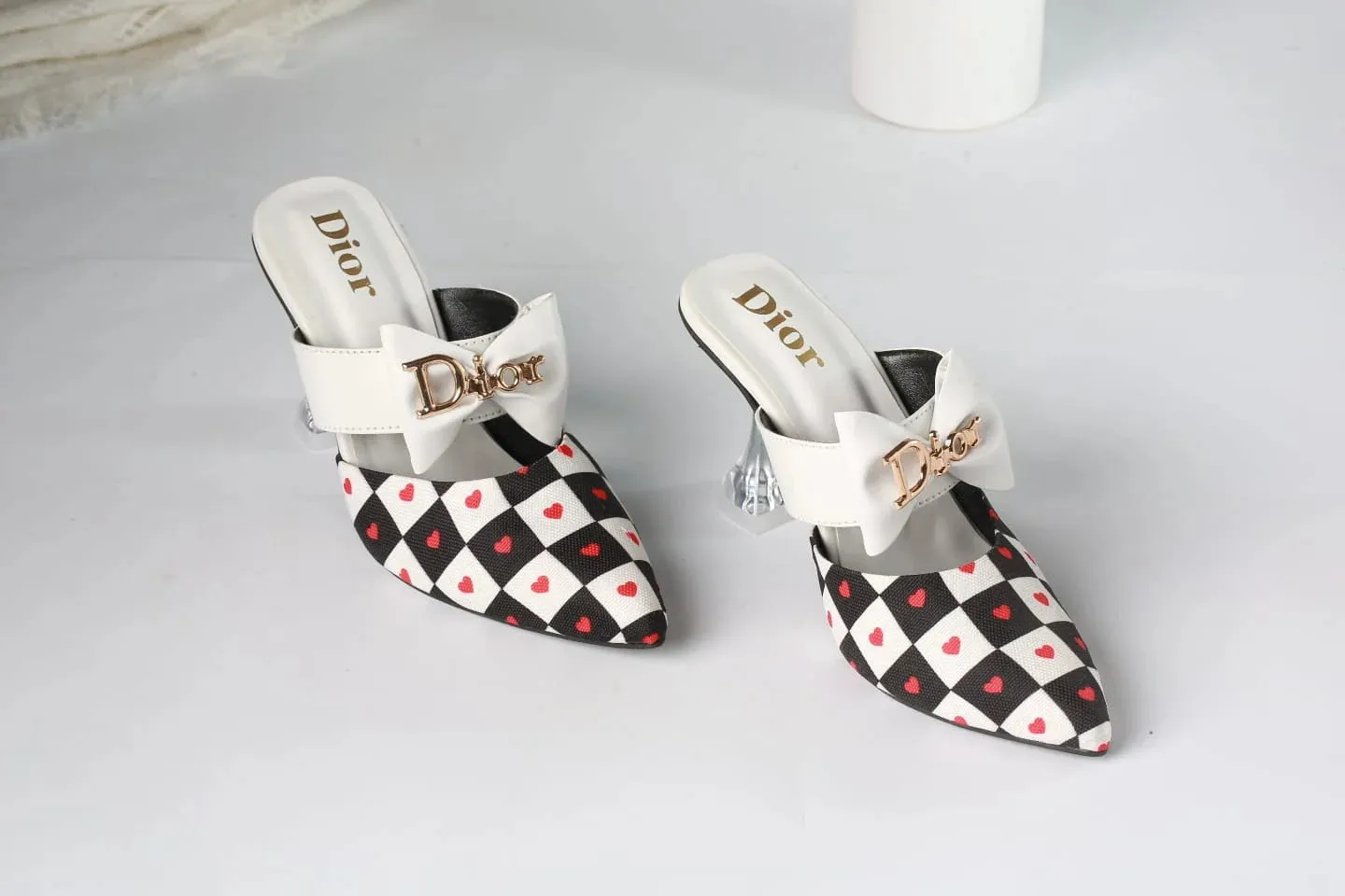 DIOR CASUAL HEEL PUMPS - WHITE (HEART)