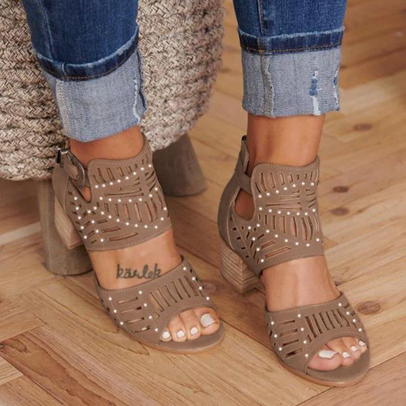 elveswallet Cut-out Slip-on Stylish Mid Heel Shoes