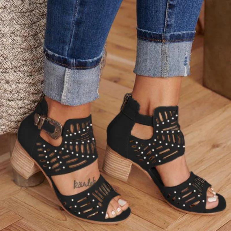 elveswallet Cut-out Slip-on Stylish Mid Heel Shoes
