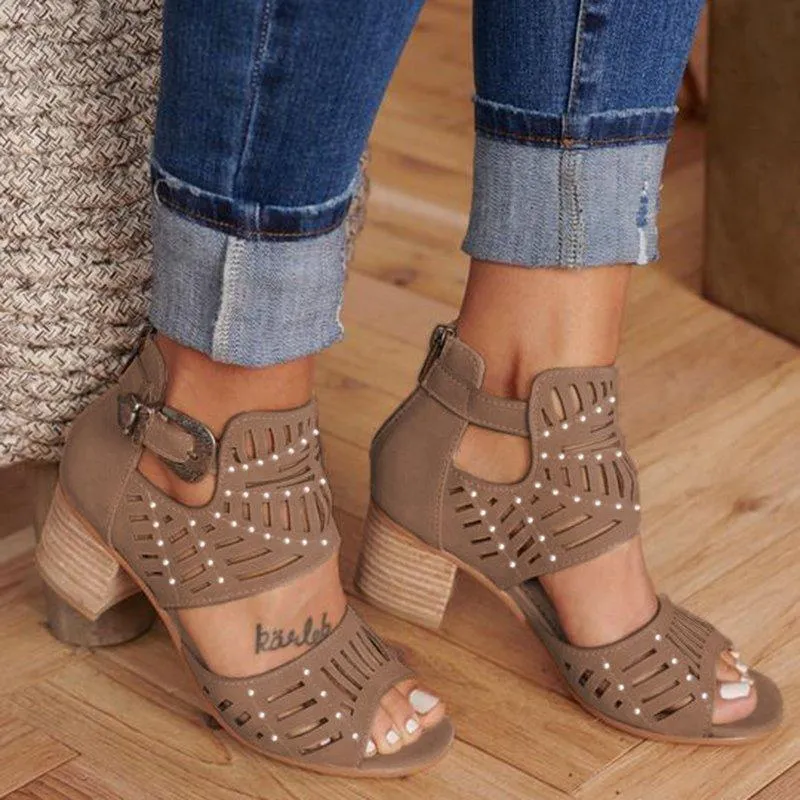 elveswallet Cut-out Slip-on Stylish Mid Heel Shoes