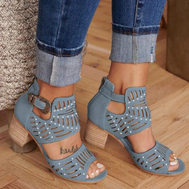 elveswallet Cut-out Slip-on Stylish Mid Heel Shoes