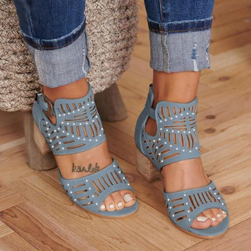 elveswallet Cut-out Slip-on Stylish Mid Heel Shoes