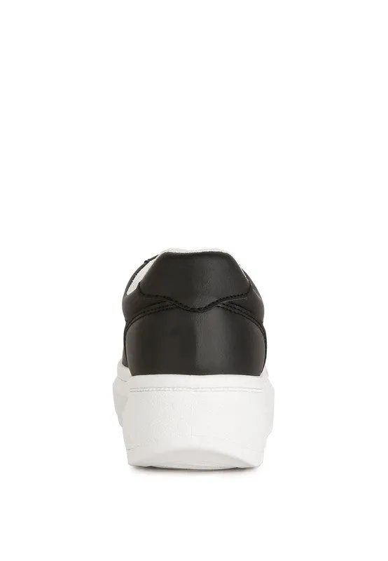 Faux Leather Cross Stitch Detail Sneakers