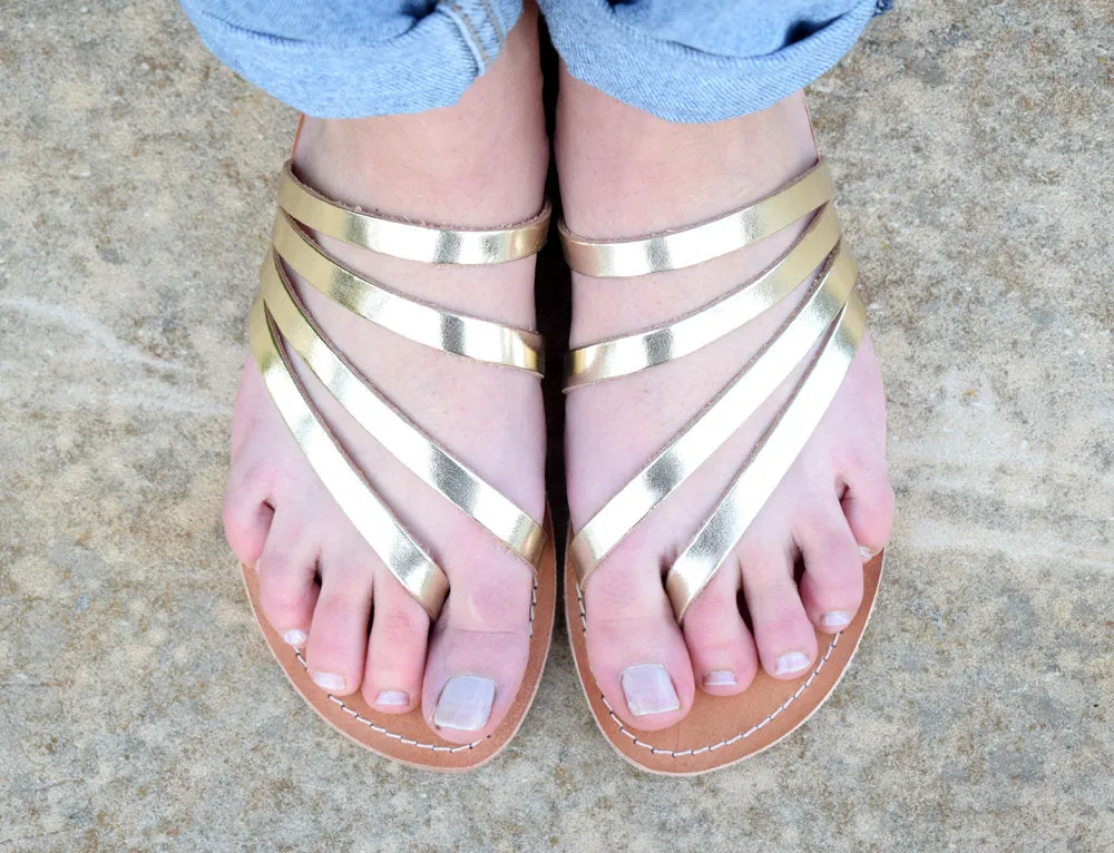 Gold sandals, Handmade sandals, High Quality Genuine Leather. Classic and stylish, all leather, handmade sandals, NAFSIKA