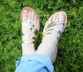 Gold sandals, Handmade sandals, High Quality Genuine Leather. Classic and stylish, all leather, handmade sandals, NAFSIKA