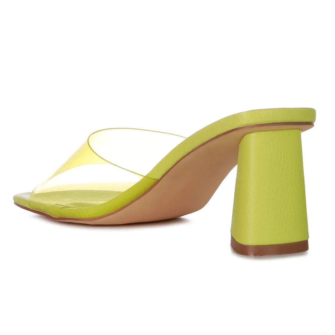Green Clear Flirt Clear Strap Slip On Heels