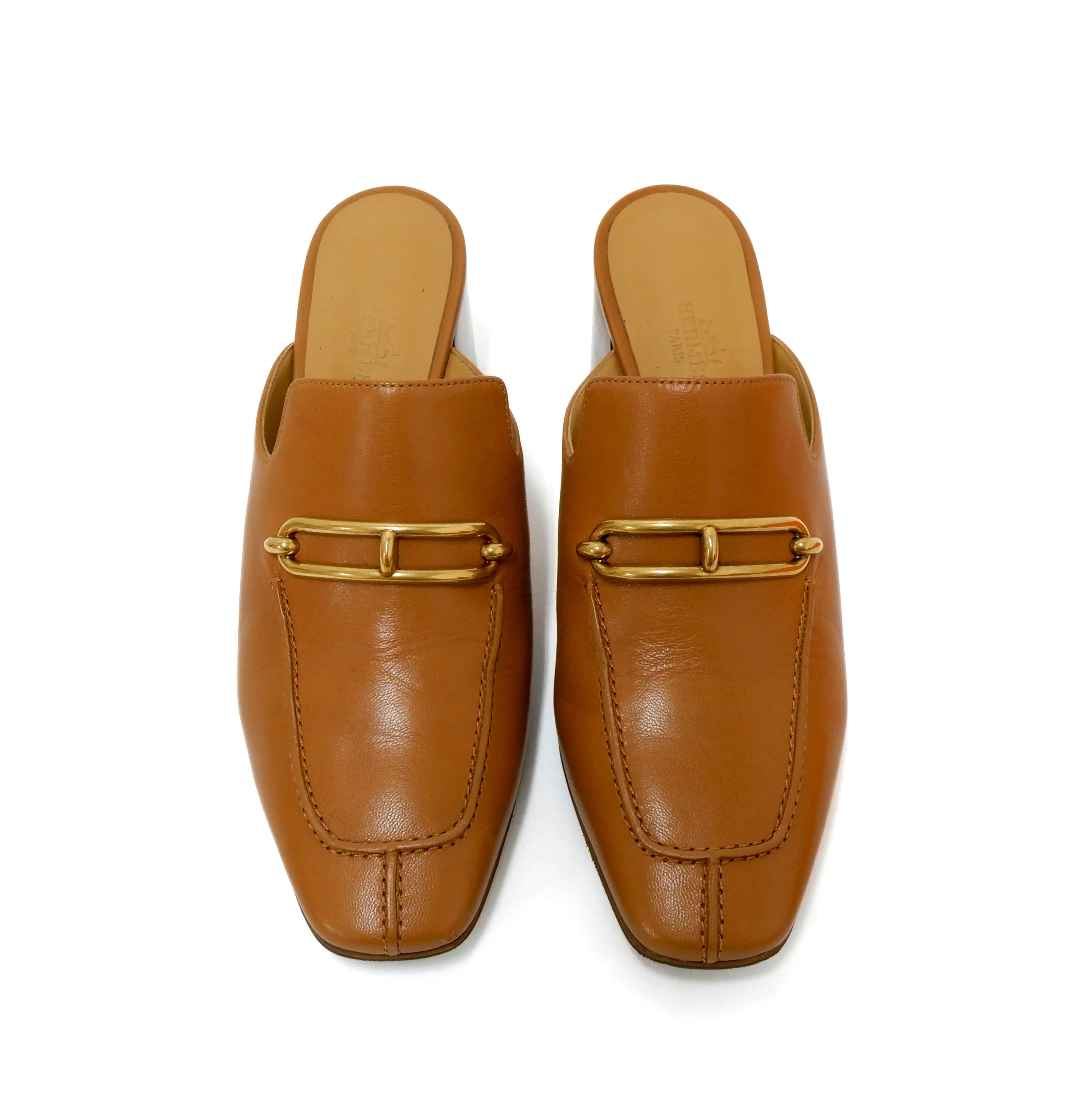 Hermes Mule Femme Gisele 60 Naturel Chevre GHW