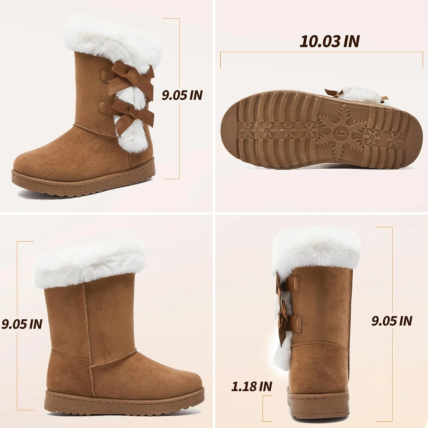 Iarus womens winter boots Mid-calf snow booties warm fur linning comfortable furry boots for womens