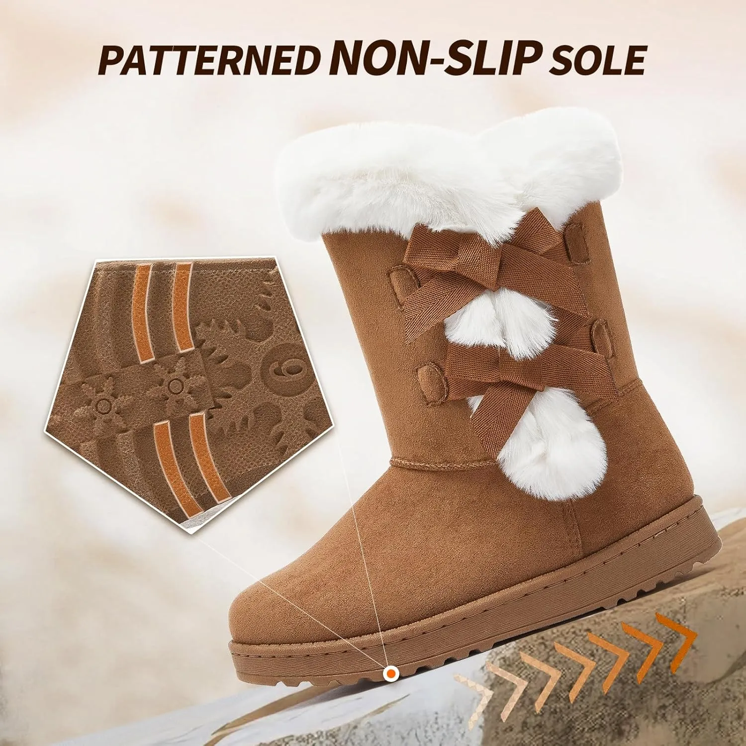 Iarus womens winter boots Mid-calf snow booties warm fur linning comfortable furry boots for womens