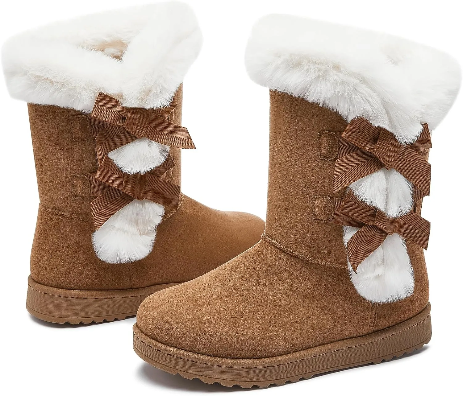 Iarus womens winter boots Mid-calf snow booties warm fur linning comfortable furry boots for womens