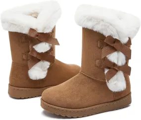 Iarus womens winter boots Mid-calf snow booties warm fur linning comfortable furry boots for womens
