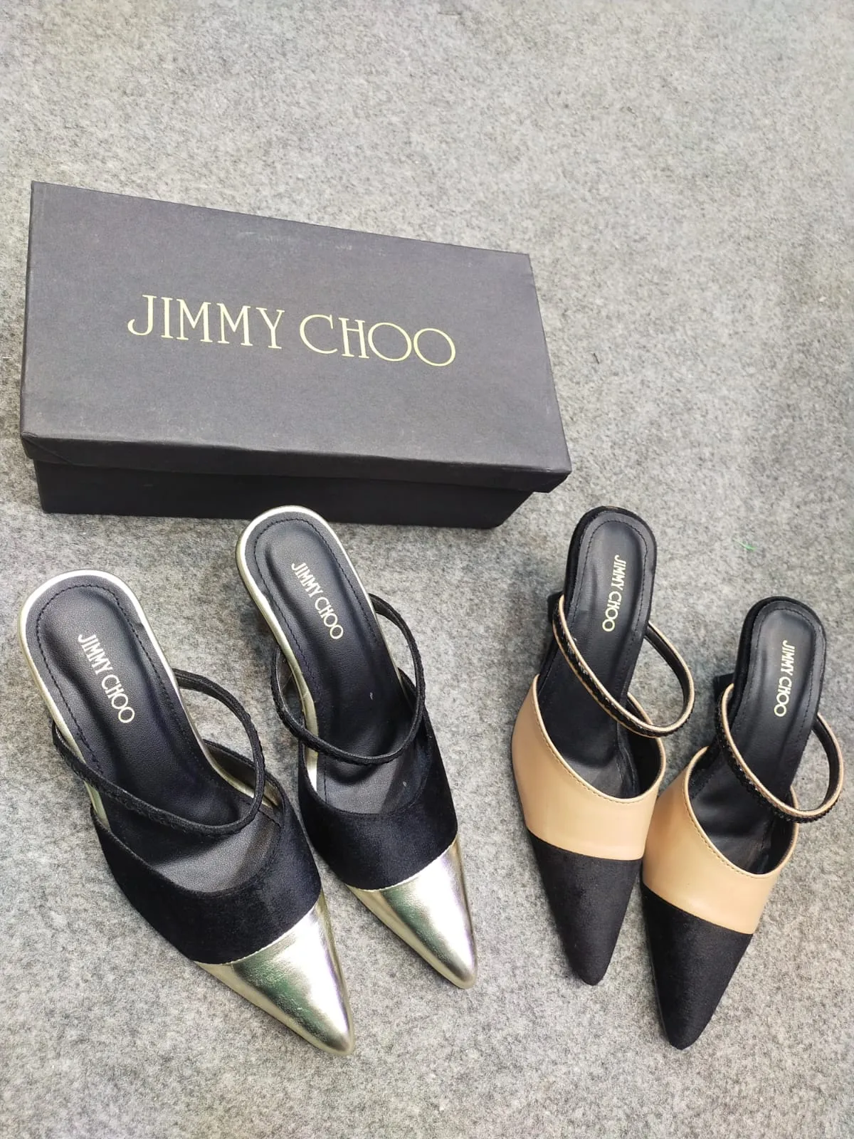 JIMMY CHOO WOMEN KITTEN HEEL - BEIGE