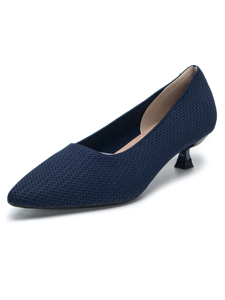 Knit Pointed Toe Low Heels