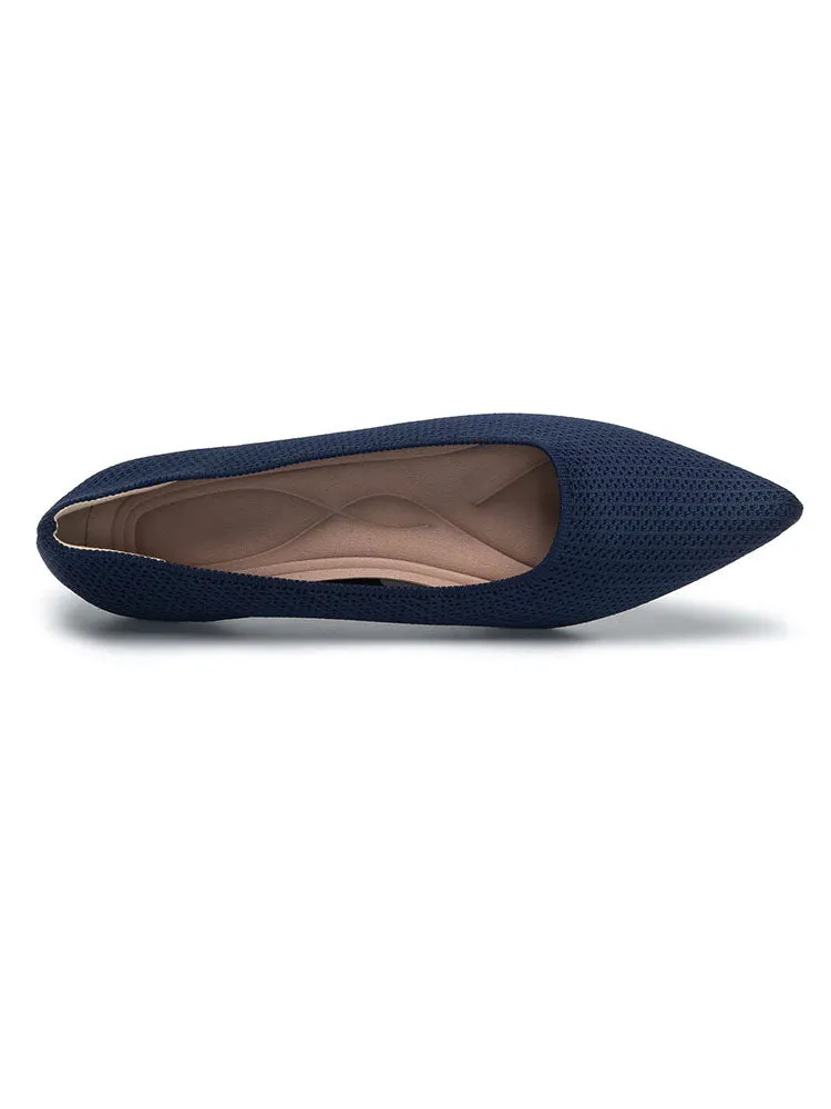 Knit Pointed Toe Low Heels