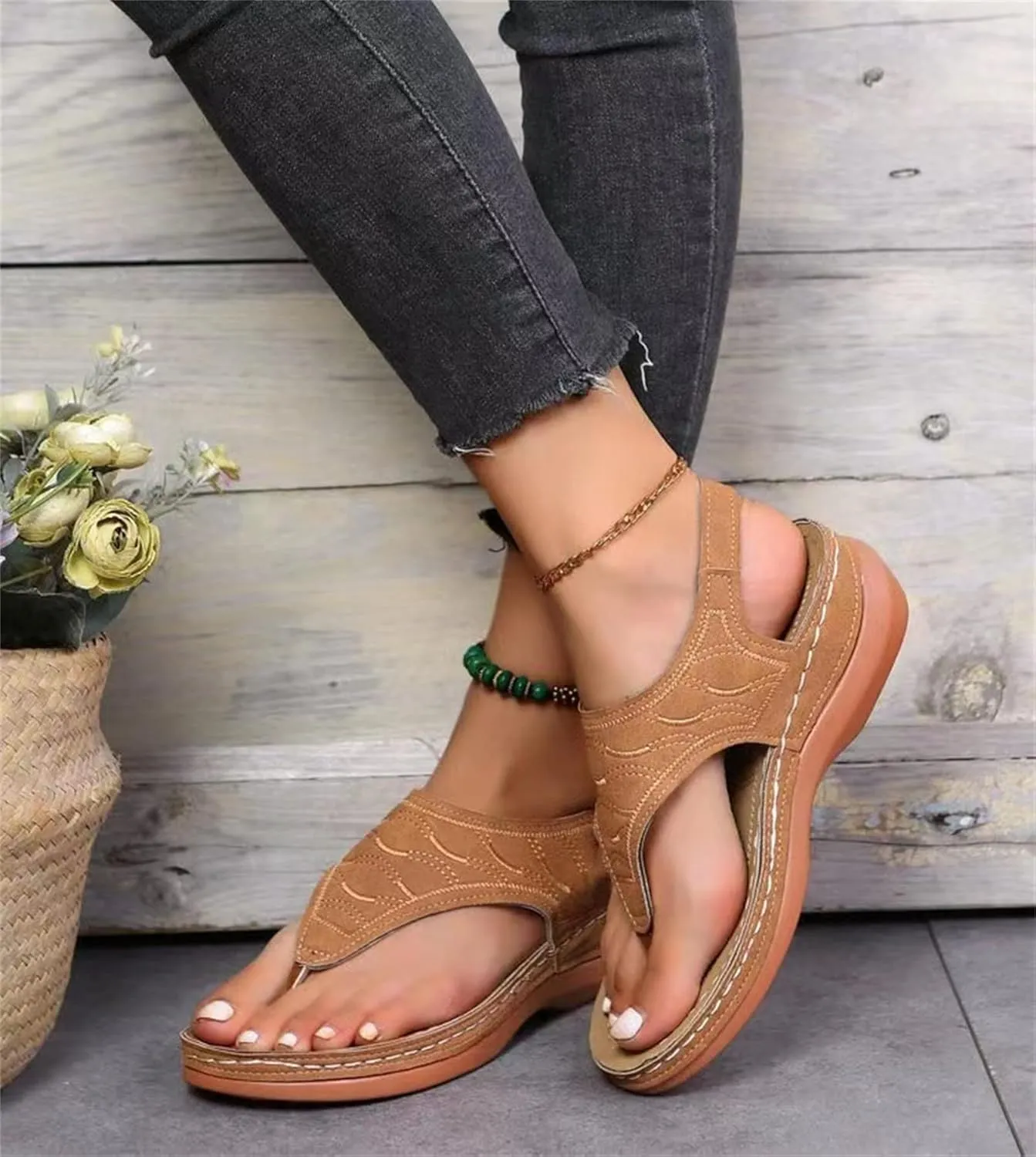 Ladmiple Summer Sandals For Women 2023 Trendy Dressy Orthotic Flip Flops Slip On Orthopedic Slippers with Arch Support