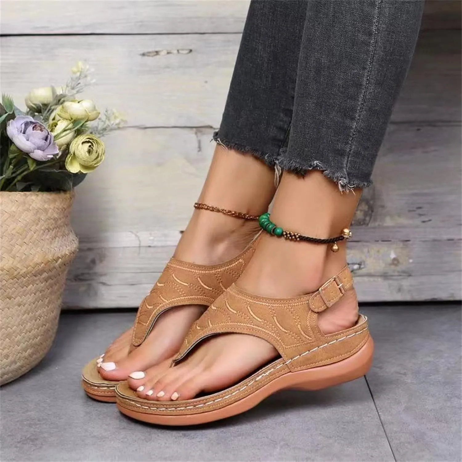 Ladmiple Summer Sandals For Women 2023 Trendy Dressy Orthotic Flip Flops Slip On Orthopedic Slippers with Arch Support