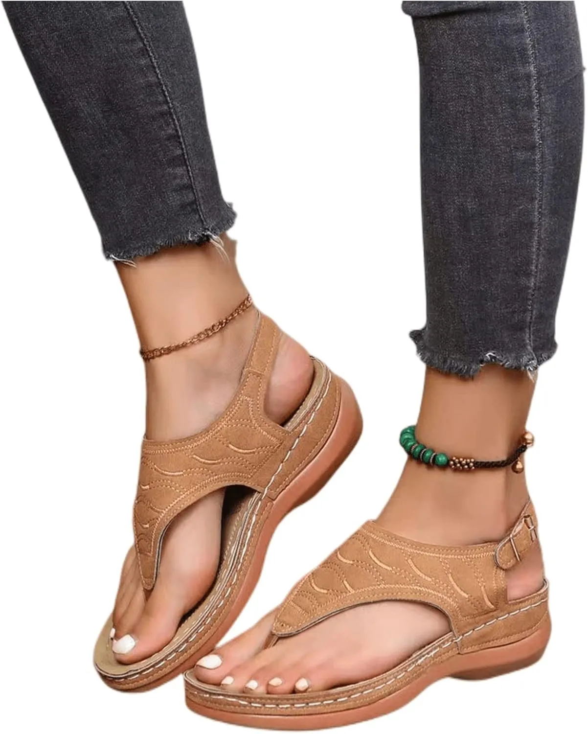 Ladmiple Summer Sandals For Women 2023 Trendy Dressy Orthotic Flip Flops Slip On Orthopedic Slippers with Arch Support