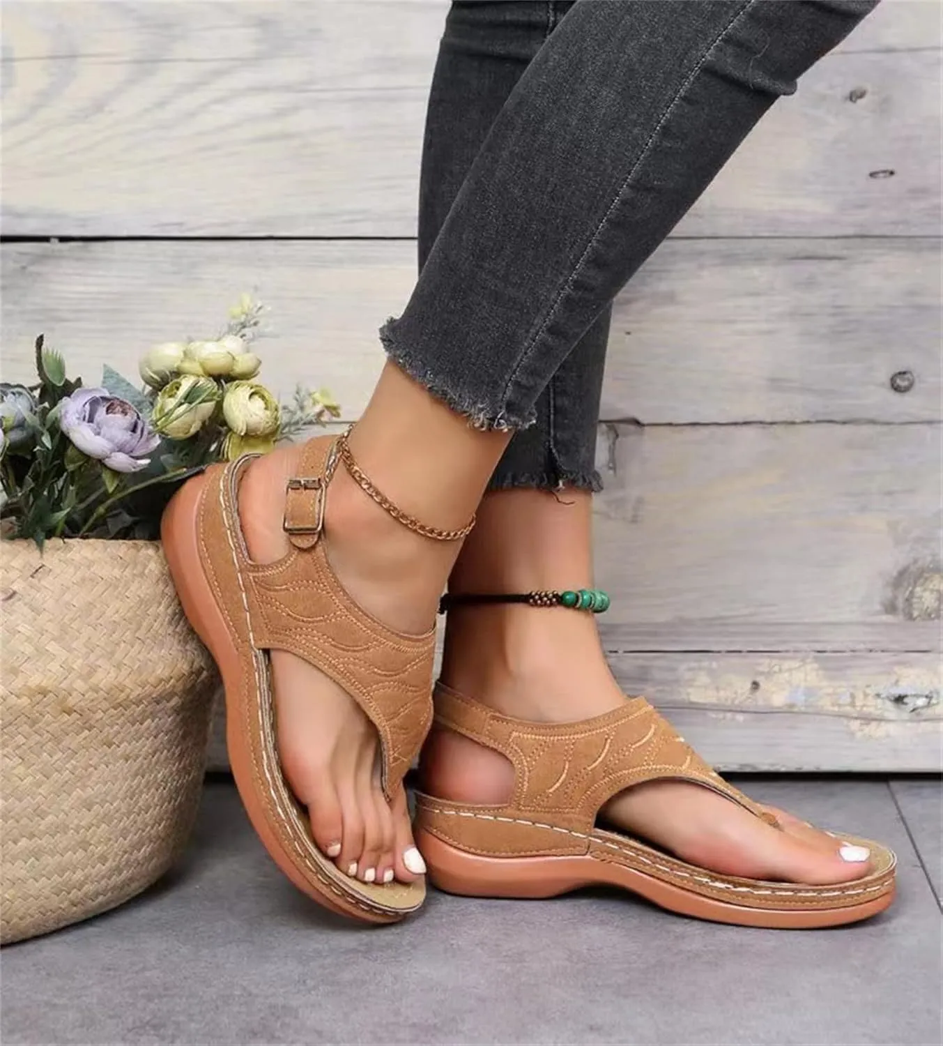 Ladmiple Summer Sandals For Women 2023 Trendy Dressy Orthotic Flip Flops Slip On Orthopedic Slippers with Arch Support