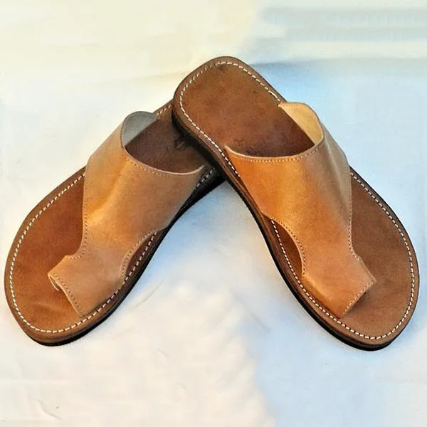 Men's toe ring slides with arch supports Summer slip on casual sandals