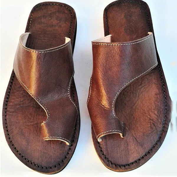 Men's toe ring slides with arch supports Summer slip on casual sandals