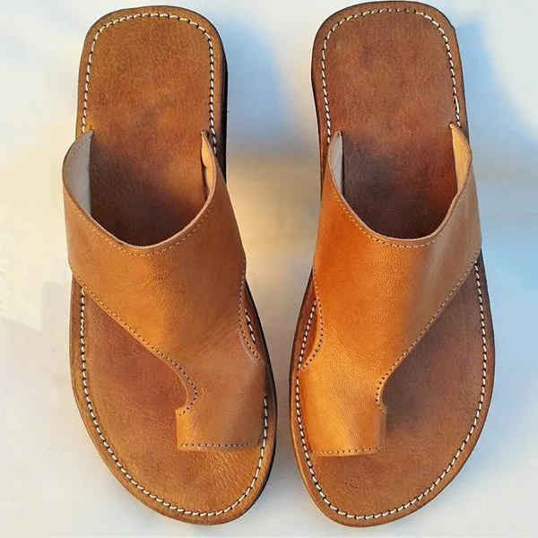 Men's toe ring slides with arch supports Summer slip on casual sandals