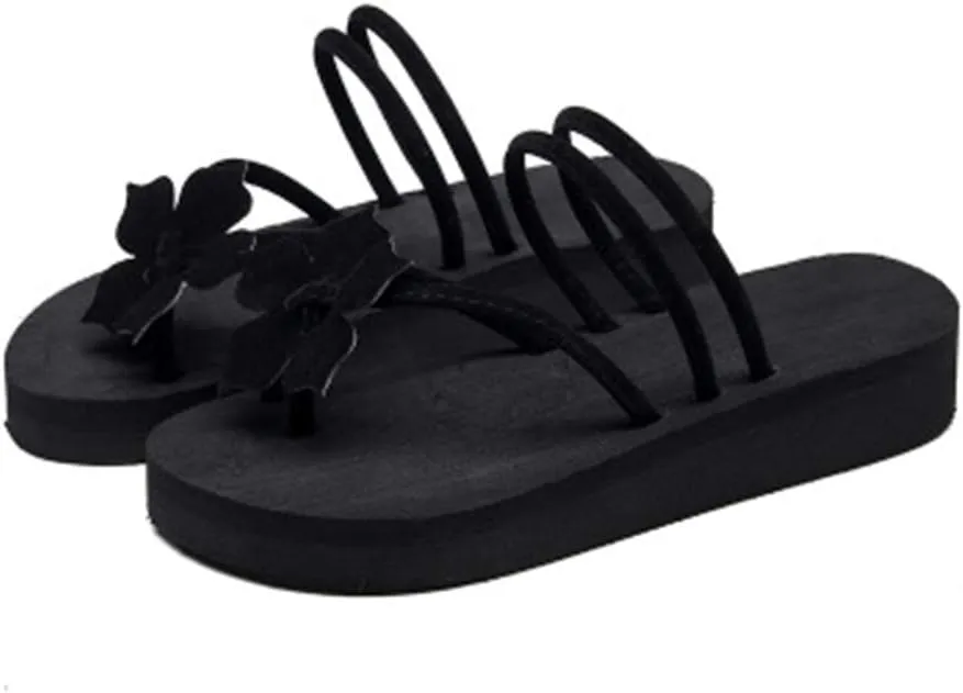 MIOKE Women's Strappy Flat Flipflops Summer Platform Slip On Comfort Nonslip Casual Beach Thong Sandals
