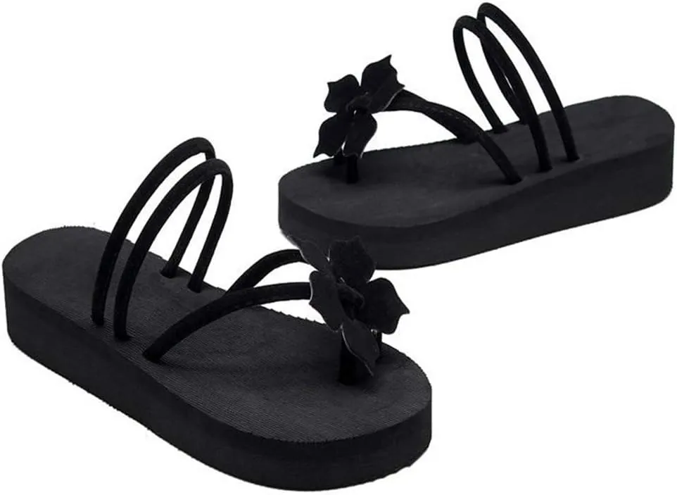 MIOKE Women's Strappy Flat Flipflops Summer Platform Slip On Comfort Nonslip Casual Beach Thong Sandals
