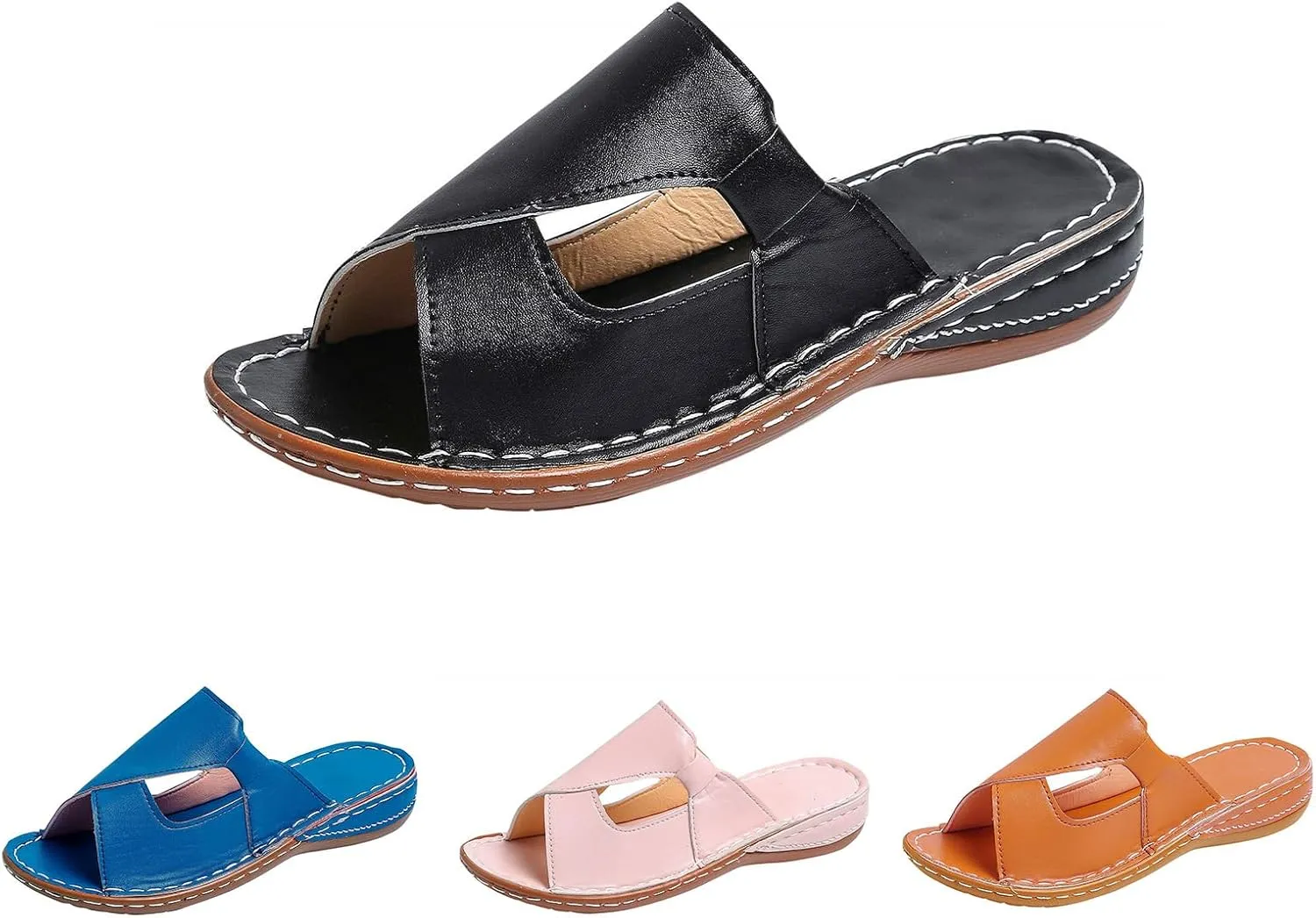 Orthopedic Comfortable Wedge Sandals for Women 2025 Trendy Soft Leather Cushionaire Slip on Platform Sandals Water Lightweight Athletic Walking Slippers