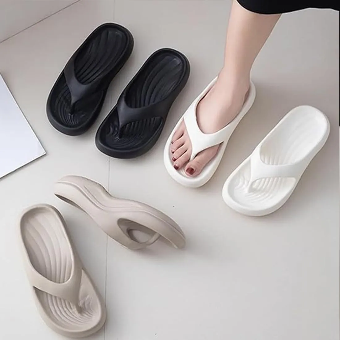Pillow Arch Support Flip Flops for Women, Platform Recovery Flipflops Orthopedic Sandals, Pillow Soft Summer Beach Shoes