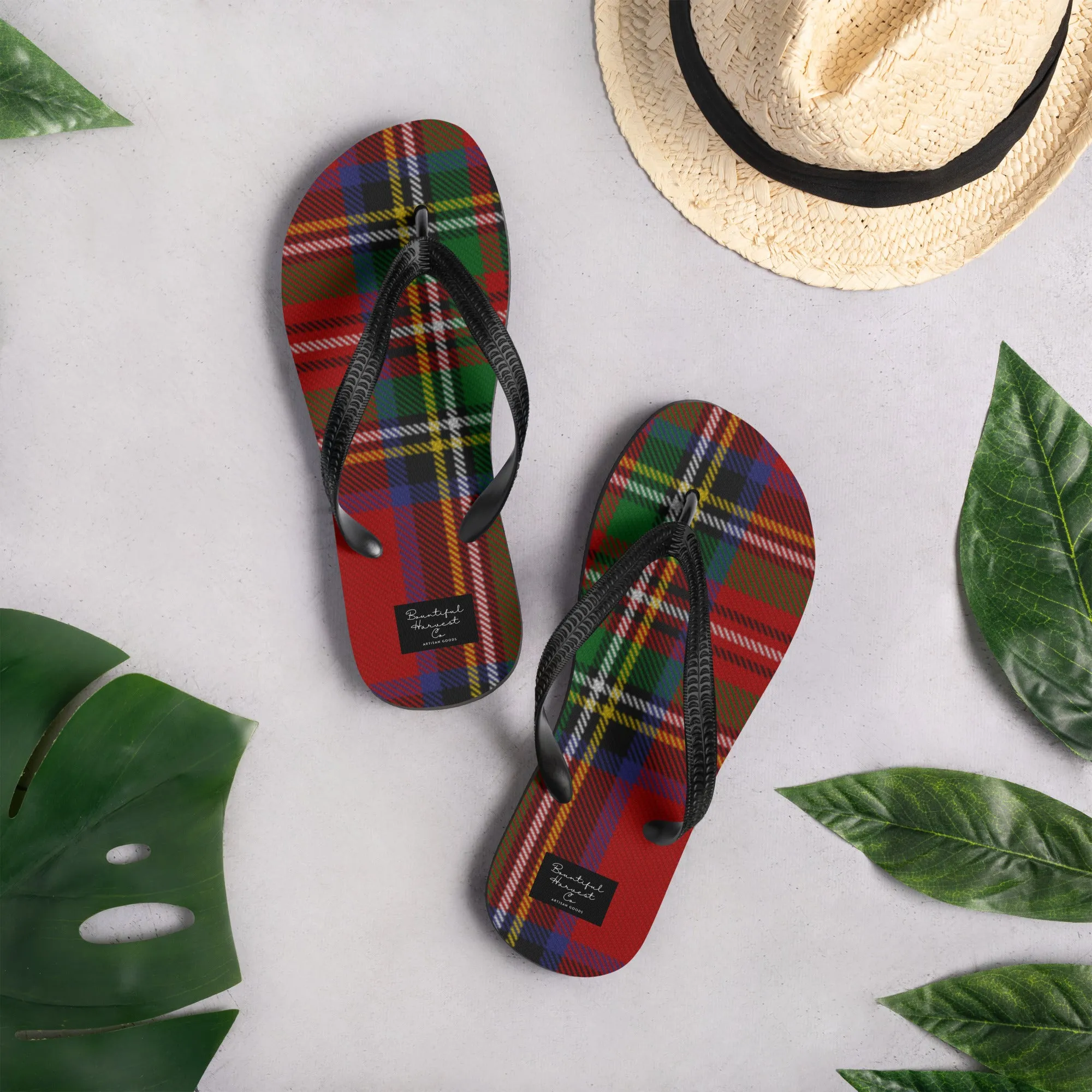 RED PLAID Flip-Flops