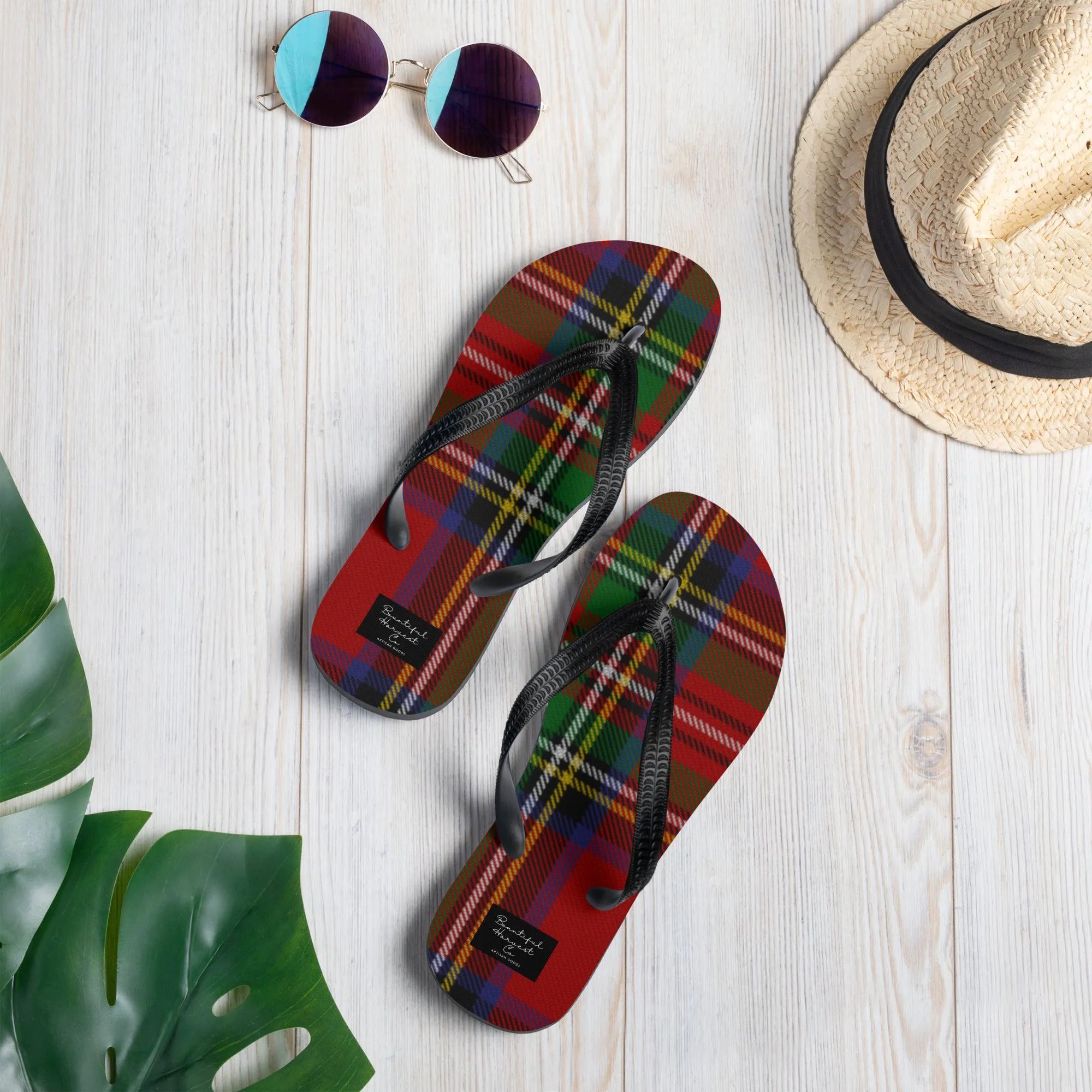 RED PLAID Flip-Flops