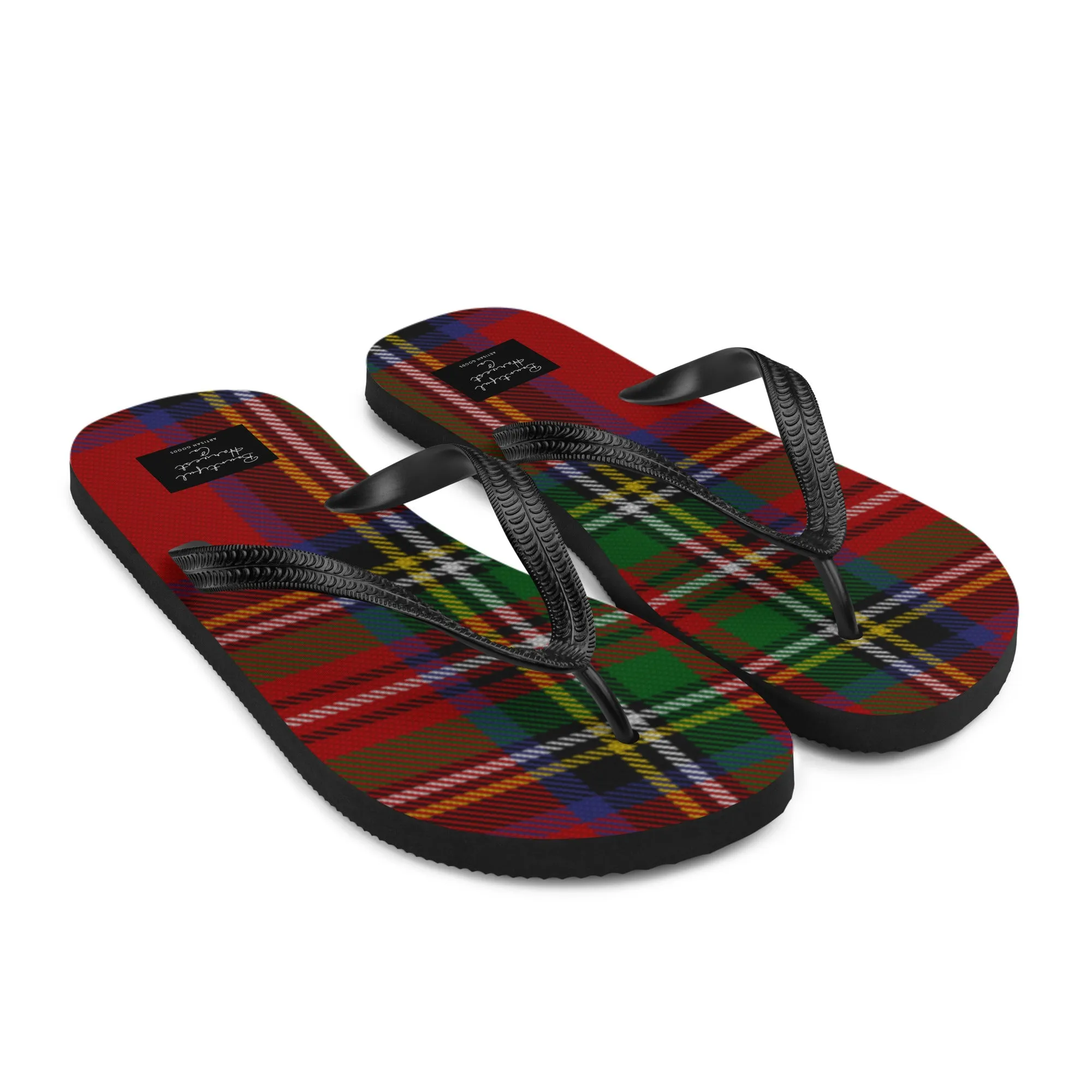 RED PLAID Flip-Flops