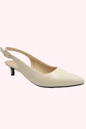 Rubina Pointed Toe Kitten Heel - Nude