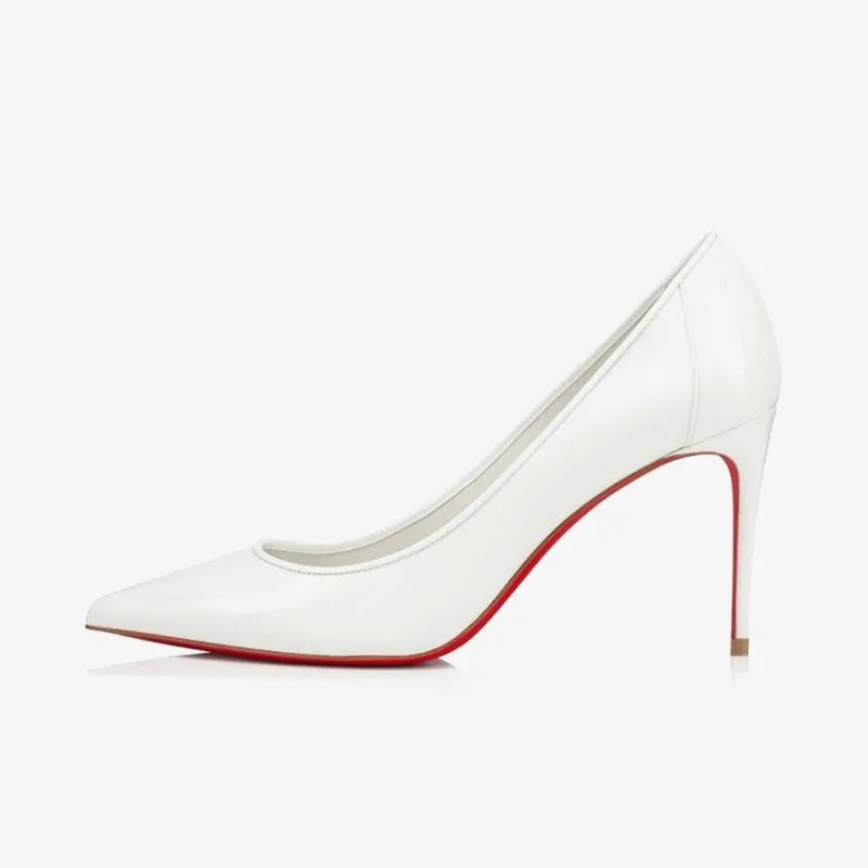 Stylish White Patent Leather Sporty Pump