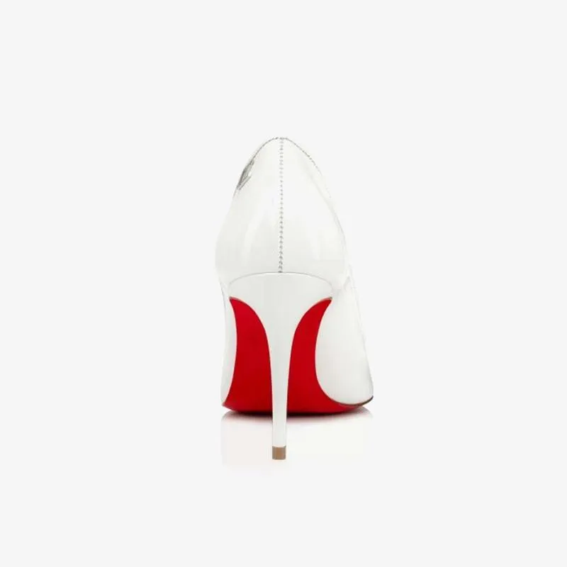 Stylish White Patent Leather Sporty Pump