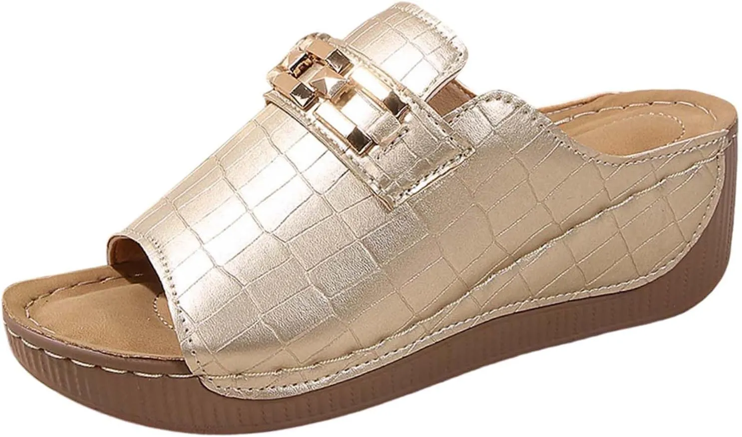 Summer Solid Slip On Casual Open Toe Wedges Comfortable Beach Shoes Sandals Slippers Flip Flops Women